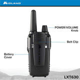 Midland - LXT630VP3, 36 Channel FRS Two-Way Radio - Up to 30 Mile Range Walkie Talkie, 121 Privacy Codes,  (Pair Pack) (Yellow/Black)