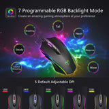 PICTEK Gaming Mouse Wired, 8 Programmable Buttons, Chroma RGB Backlit, 7200 DPI Adjustable, Comfortable Grip Ergonomic Optical PC  (Upgraded Version)