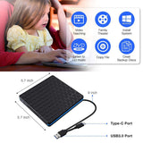 External DVD Drive, M WAY USB 3.0 Type C CD Drive, Dual Port DVD-RW Player, Portable Optical Burner Writer Rewriter, High Speed Data Transfer