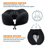 ZAMAT Breathable & Comfortable Memory Foam Travel Neck Pillow, U-Shaped Adjustable Airplane Car Flight Pillow, 360-Degree Head Support (Black)