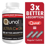 Qunol Ultra CoQ10 100mg,3x Better Absorption, Patented Water and Fat Soluble Natural Supplement Form of Coenzyme Q10,Antioxidant, 120 Count Softgels