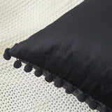 Decorative Throw Pillow Covers with Pom Poms Soft Particles Velvet, Pack of 2, Black