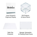 SimbaLux Acrylic Sheet Clear Cast Plexiglass 12” x 12” Square Panel 1/4” Thick (6mm) Transparent Plastic Plexi Glass Board