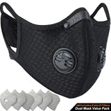 BASE CAMP Dust Breathing Mask Activated Carbon Dustproof Mask with Extra Carbon N99 Filters for Pollen Allergy Woodworking Mowing (Black)
