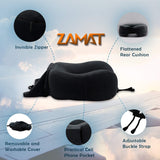ZAMAT Breathable & Comfortable Memory Foam Travel Neck Pillow, U-Shaped Adjustable Airplane Car Flight Pillow, 360-Degree Head Support (Black)
