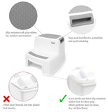 2 Step Stool for Kids (Gray 2 Pack) | Toddler Stool for Toilet Potty Training | Slip Resistant Soft Grip for Safety as Bathroom Potty Stool