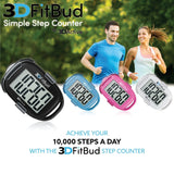 3DFitBud Simple Step Counter Walking 3D Pedometer with Clip and Lanyard, A420S