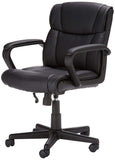 AmazonBasics Classic Leather-Padded Mid-Back Office Desk Chair with Armrest - Black