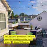 Ambience Pro - Waterproof LED Outdoor Solar String Lights - 1W Vintage Edison Bulbs - 27 Ft