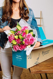 Benchmark Bouquets Light Pink Roses and White Oriental Lilies, With Vase (Fresh Cut Flowers)