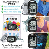 3DFitBud Simple Step Counter Walking 3D Pedometer with Clip and Lanyard, A420S