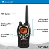 Midland - GXT1000VP4, 50 Channel GMRS Two-Way Radio - Up to 36 Mile Range Walkie Talkie