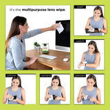 Eyeglass Cleaner Lens Wipes - 600 Pre-Moistened Cleaning Cloths - Glasses Cleaner Wipe Safely Cleans Eye Glasses, Sunglasses, Screens
