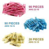 TICONN 6543871333 200PCS Heat Shrink Connectors Kit, Insulated Waterproof Electrical Marine Automotive Wire Crimp Terminals, (3 Colors / 3 Sizes)