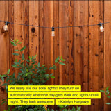 Ambience Pro - Waterproof LED Outdoor Solar String Lights - 1W Vintage Edison Bulbs - 27 Ft