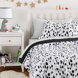 AmazonBasics Easy-Wash Microfiber Kid's Bed-in-a-Bag Bedding Set - Twin, Black Shadow Dots