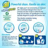 all Mighty Pacs Laundry Detergent, Free Clear for Sensitive Skin, 67 Count, 2 Tubs, 134 Total Loads