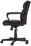 AmazonBasics Classic Leather-Padded Mid-Back Office Desk Chair with Armrest - Black