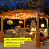 Ambience Pro - Waterproof LED Outdoor Solar String Lights - 1W Vintage Edison Bulbs - 27 Ft