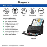 Epson WorkForce ES-500W Wireless Color Duplex Document Scanner for PC and Mac, Auto Document Feeder (ADF)