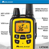 Midland - LXT630VP3, 36 Channel FRS Two-Way Radio - Up to 30 Mile Range Walkie Talkie, 121 Privacy Codes,  (Pair Pack) (Yellow/Black)