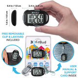 3DFitBud Simple Step Counter Walking 3D Pedometer with Clip and Lanyard, A420S