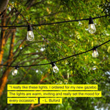Ambience Pro - Waterproof LED Outdoor Solar String Lights - 1W Vintage Edison Bulbs - 27 Ft