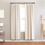 AmazonBasics 1" Curtain Rod with Round Finials - 36" to 72", Black (2-Pack)