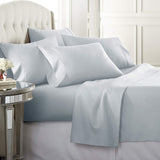 6 Piece Hotel Luxury Soft 1800 Series Premium Bed Sheets Set, Deep Pockets, Hypoallergenic, Wrinkle & Fade Resistant Bedding Set(Calking, Ice Blue)