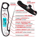 Kizen Instant Read Meat Thermometer - Best Waterproof Ultra Fast Thermometer with Backlight & Calibration. Kizen Digital Food Thermometer